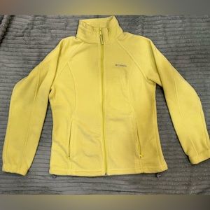 Neon yellow Columbia fleece jacket, size Large.